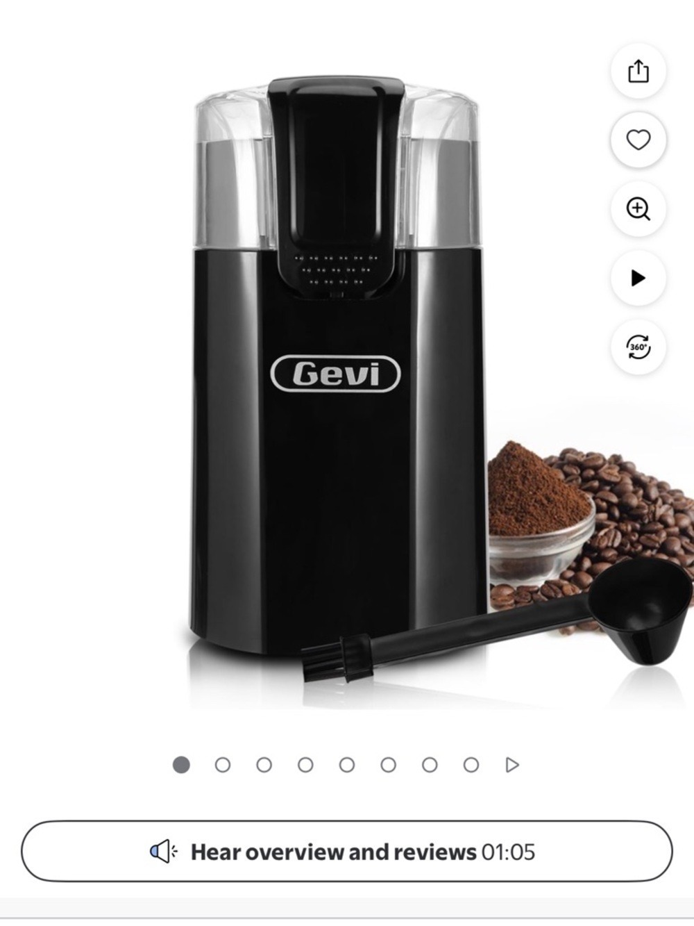 Gevi Electric Coffee Grinder Black Stainless Steel Blade Grinder 12 Cup